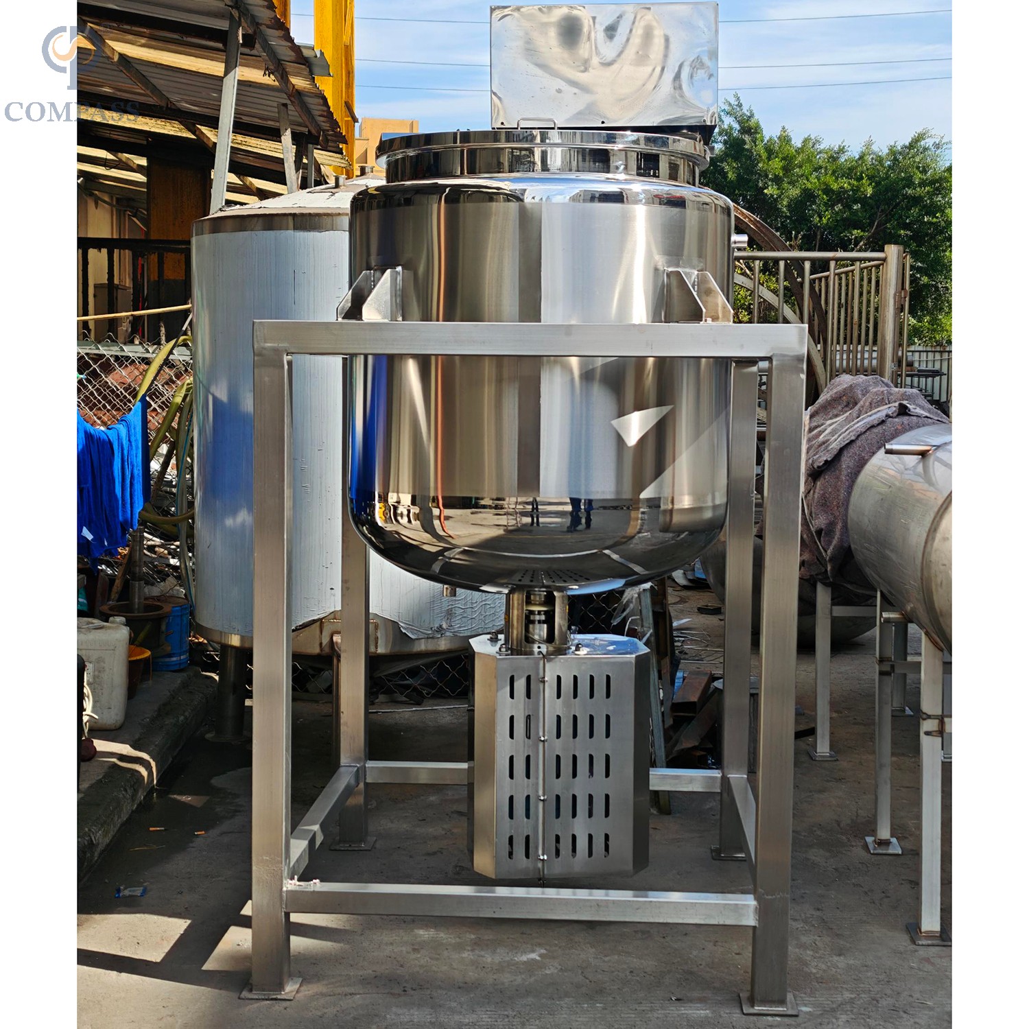 INSIDE AND OUTSIDE MIRROR POLISH SS304 NO PRESSURE 500L STEAM JACKETED MIXING TANK WITH INSULATION LAYER