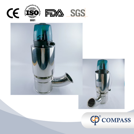 Hot Sale Air Actuated 76.2MM Sanitary Stainless Steel 316L Aseptic Clamp Pneumatic Flush Tank Bottom Valve with 24V Control Head