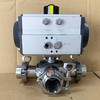 Double Acting 2Inch SS316L 3 Way Pneumatic Ball Valve with Clamp Ferrule Set End