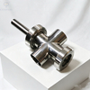 DN50 Food Grade Sanitary Cross Sight Glass SS304 Union Type Weld End Four Way Sight Glass with Light for Pipe Observation Window