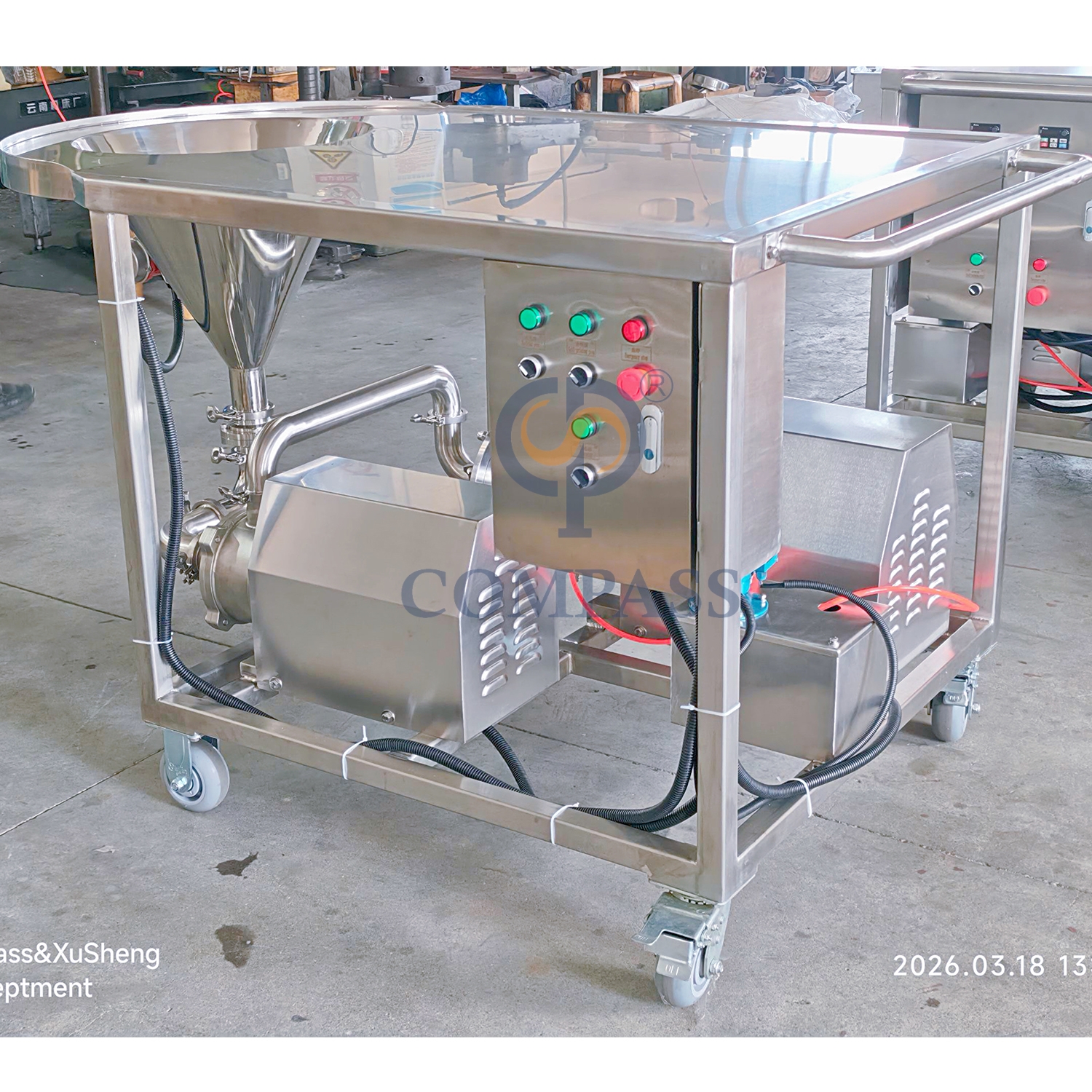 TRL-B Hot Sale Sanitary 4KW SS304 High Efficient High Shear Mixing System Powder Liquid Emulsifier Homogenizer Mixer for Cream