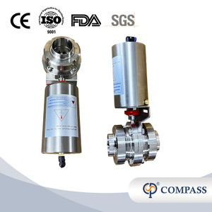 SS316L FOOD GRADE DIN PNEUMATIC UNION BUTTERFLY VALVE
