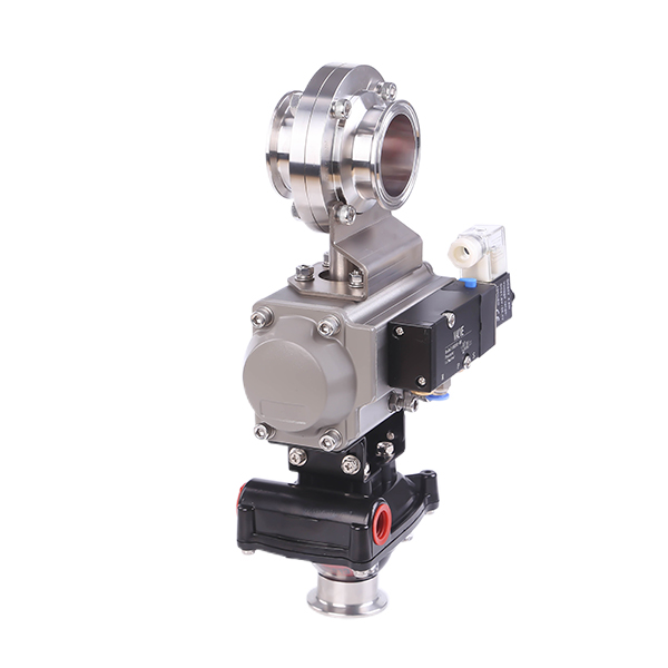2Inch 51MM Sanitary Hygienic Stainless Steel Food Grade SS304 SMS Pneumatic Clamp Butterfly Valve with Pneumatic Actuator+Solenoid Valve +Limit Switch