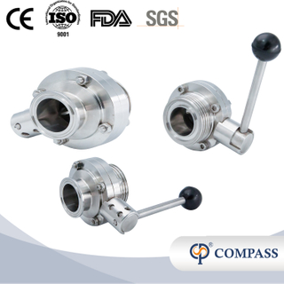 1/2inch 12.7mm Sanitary Hygienic Stainless Steel Food Grade SS316L SMS Manual Thread-Clamp Butterfly Valve with Round Pull Handle