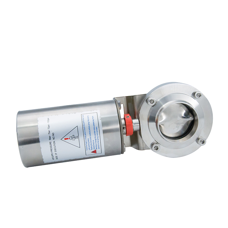 Sanitary Hygienic Stainless Steel SS304 SS316L Butt Weld Air Spring Single Acting Pneumatc Butterfly Valve 