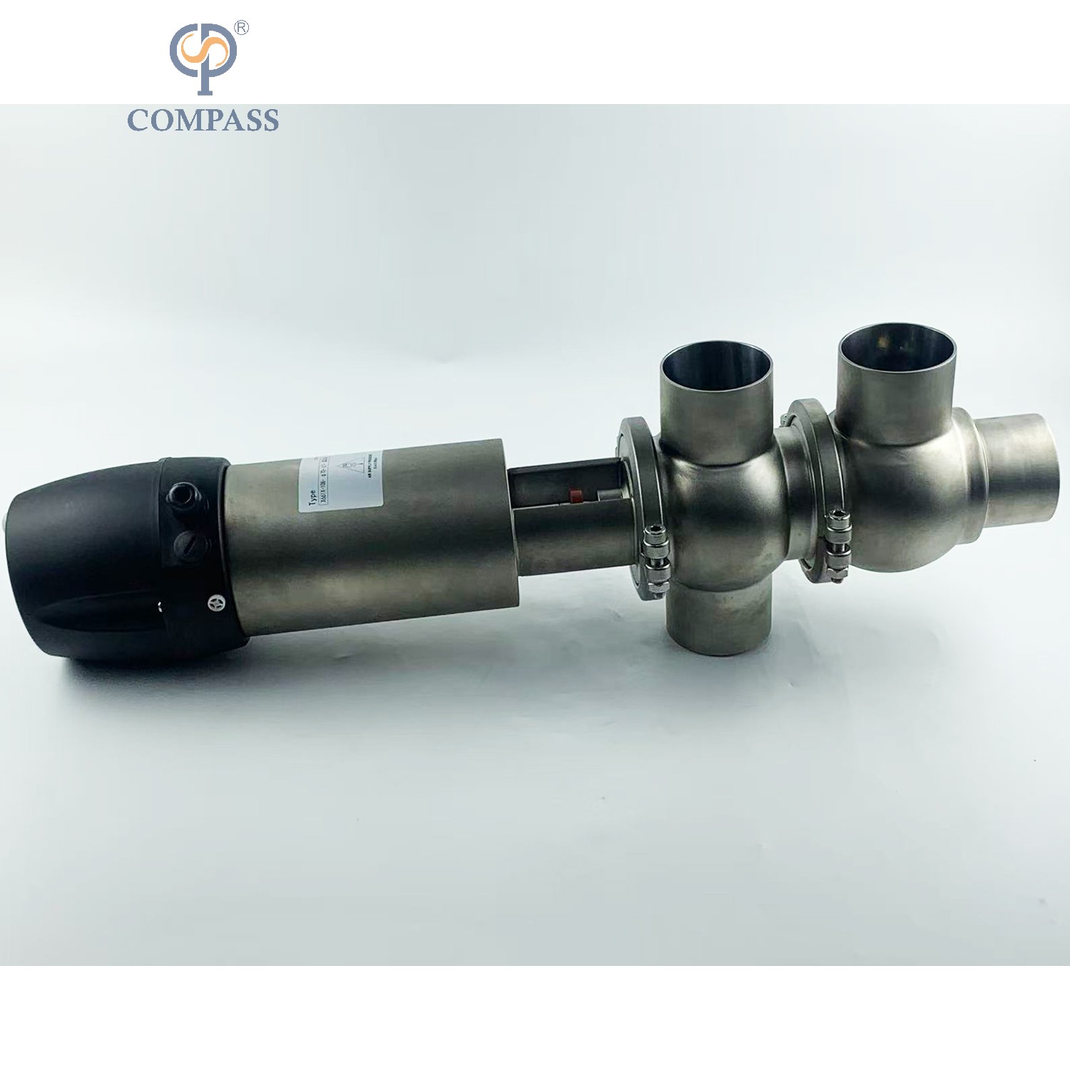 SS304 DIN 21 MODEL PNEUMATIC CLAMP DIVERTER VALVE WITH 24V CONTROL HEAD