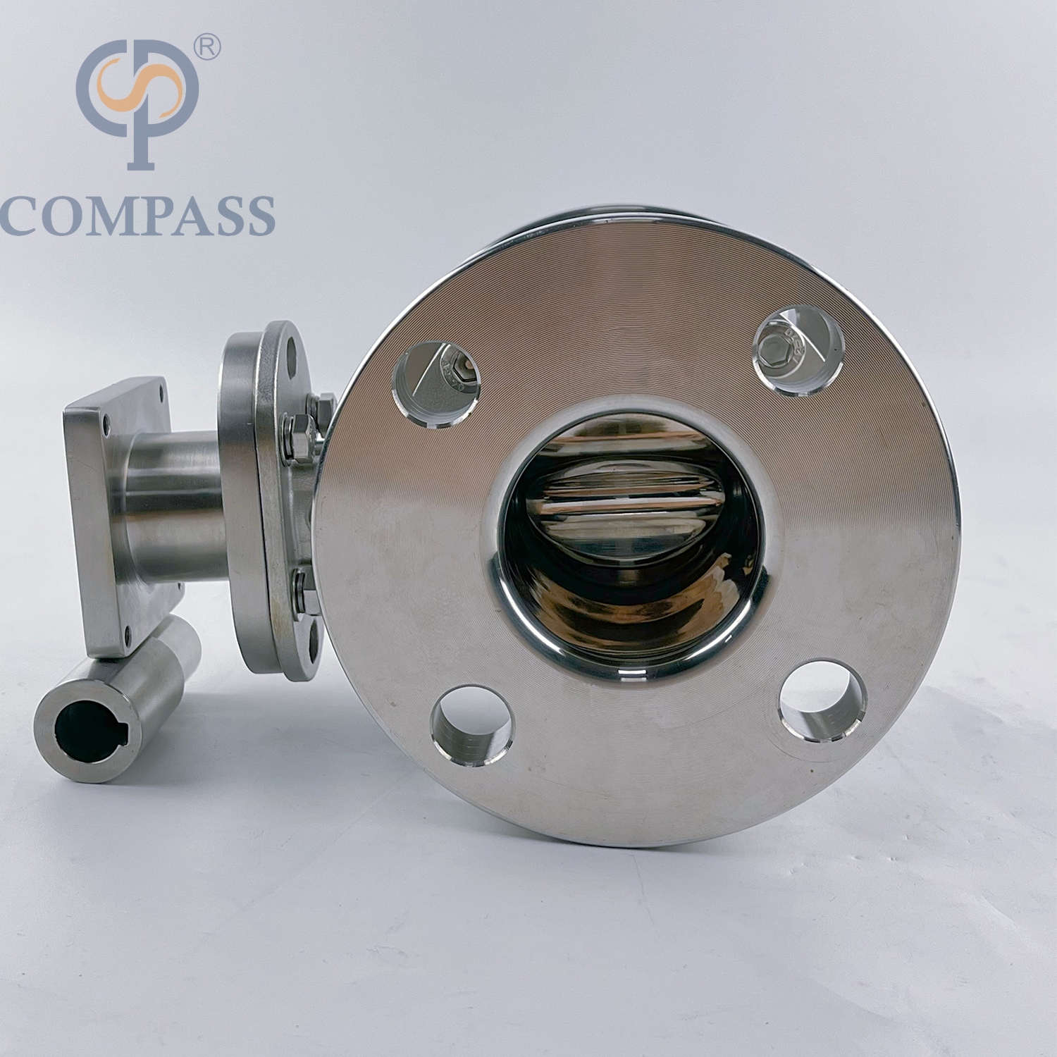 Popular Sale 1.5Inch 48.3MM Sanitary Hygienic Stainless Steel Food Grade SS304 150LB Flange Six Petal Powder Flange-type Butterfly Valve