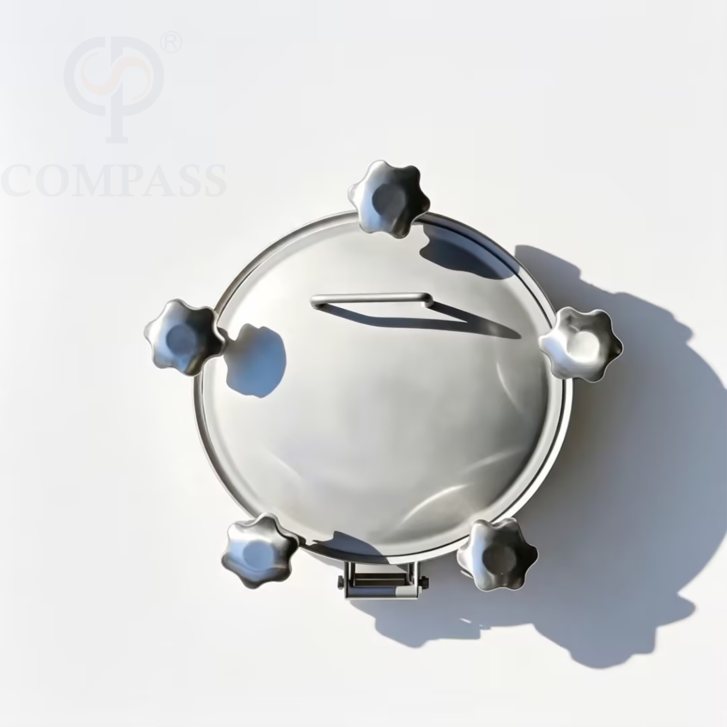 Premium 350MM Hygienic Food Grade AISI316L OD 306MM Outward Round Pressure Tank Manhole Cover with Five M12 SS Handles