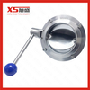 DIN Standard Stainless Steel Ss304 Sanitary Weld Thread Butterfly Valves