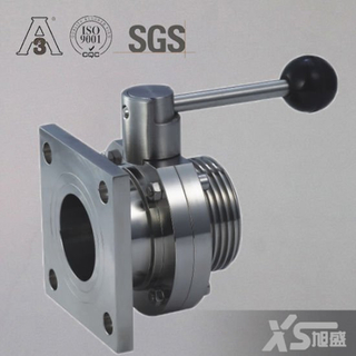 25.4mm Stainless Steel SS304 Sanitary Flange Male Ends Butterfly Valve