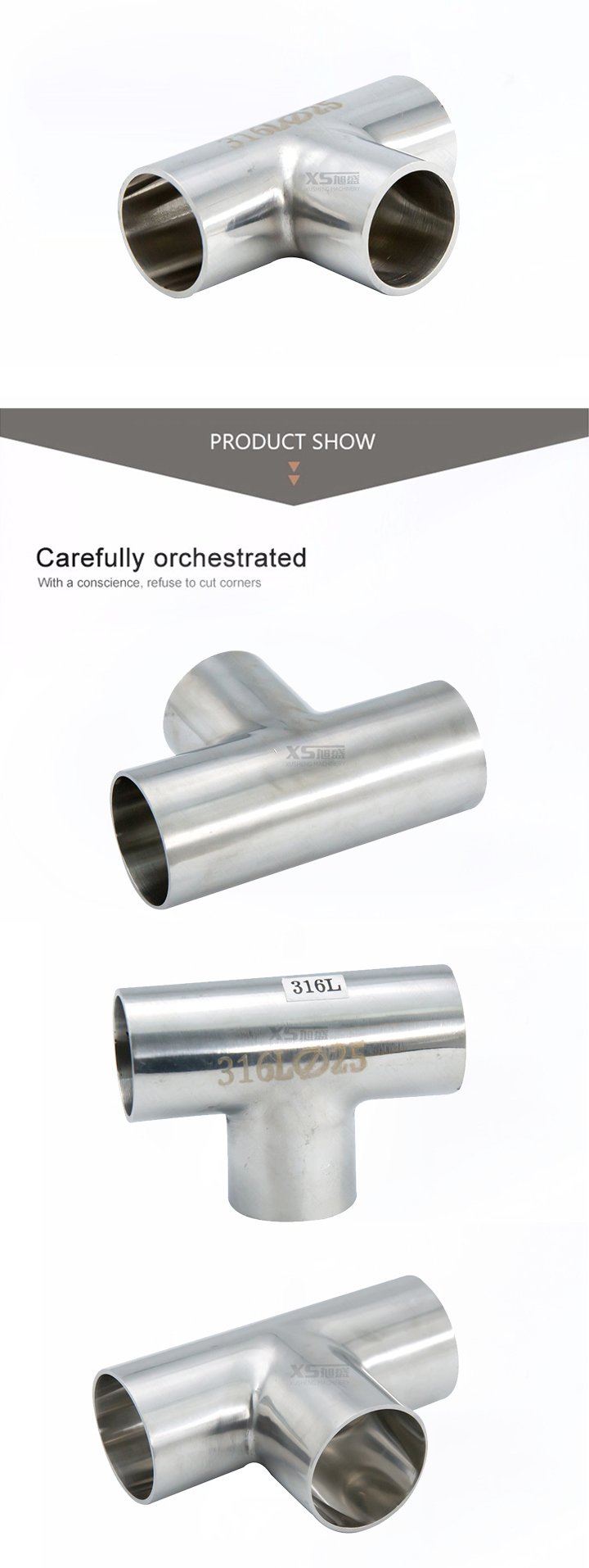 Stainless Steel SS316L Sanitary SMS Welded Equal Tee