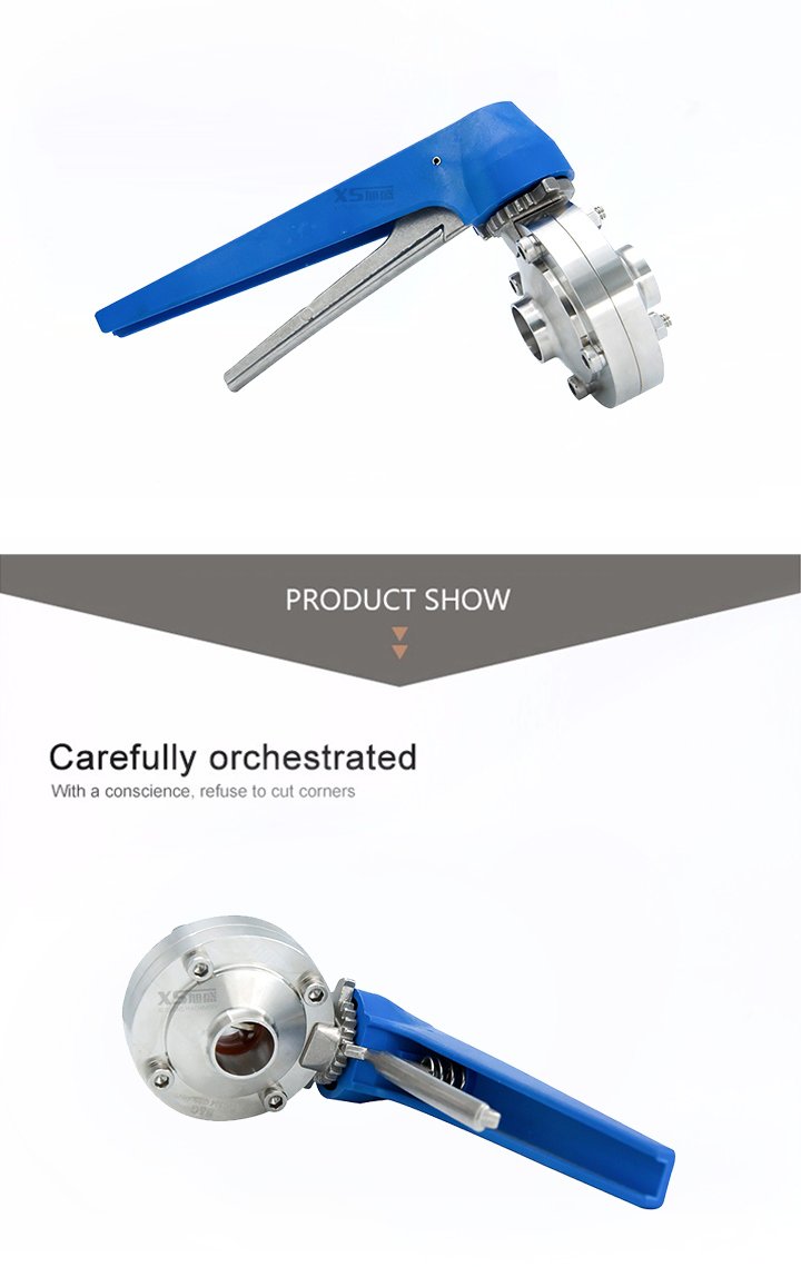 Stainless Steel SS304 Hygienic Weld Butterfly Valve with Multi-Position Handle