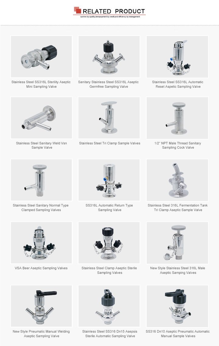 SS304 SS316L Stainless Steel Tri Clover Sampling Cocks Valves