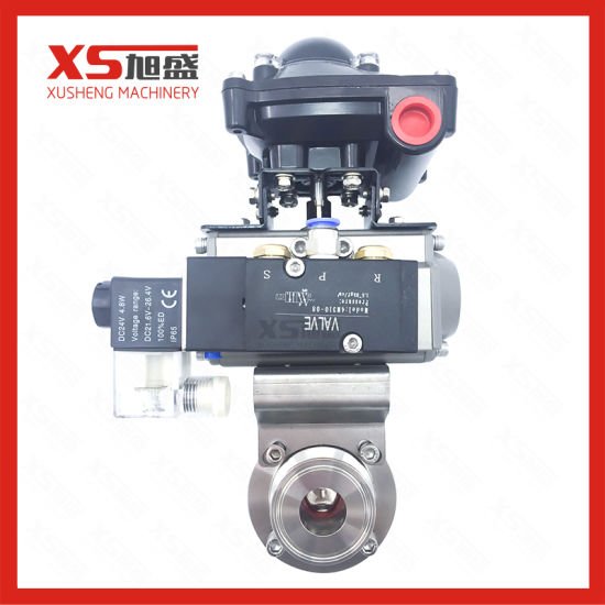 51mm SS304 Weld SMS Pneumatic Actuator Butterfly Valve with Solenoid Valve (Airtec)