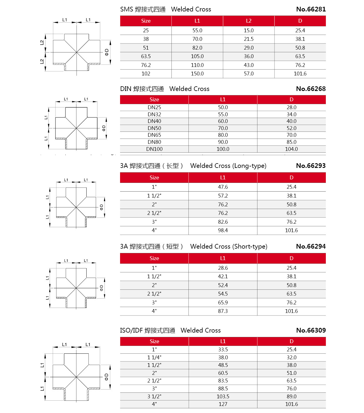 Sanitary Stainless Steel Welding Cross