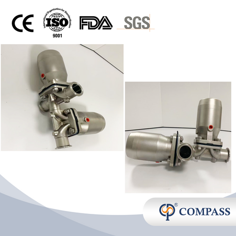 Three Way SS316L DN40 Pneumatic Diaphragm Valve with PTFE and EPDM Split Diaphragm