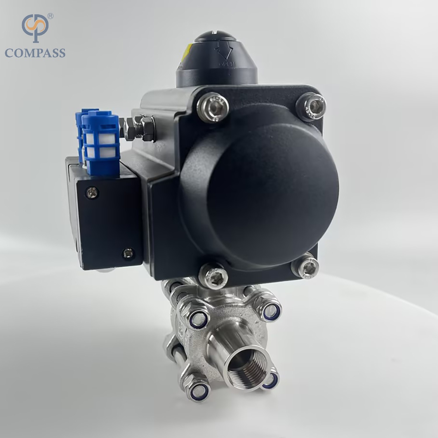 SS316L SMS ACTUATOR THREE-PIECE FULL PORT THREAD BALL VALVE