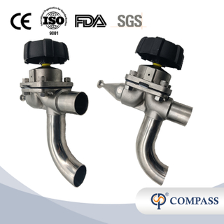 1-1/2 Inch×1/2 Inch High Quality Sanitary Hygienic Stainless Steel SS316L Manual SMS Three-ways Elbow Type Diaphragm Vavle 