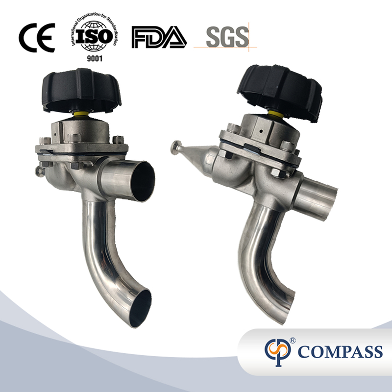 1-1/2 Inch×1/2 Inch High Quality Sanitary Hygienic Stainless Steel SS316L Manual SMS Three-ways Elbow Type Diaphragm Vavle 