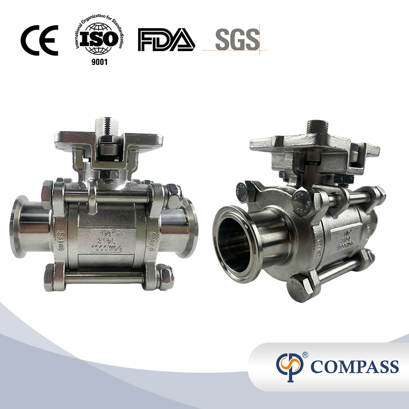 1.5 INCH STAINLESS STEEL MANUAL HIGH PLATFORM THREE-PIECE BALL VALVE WITHOUT HANDLE