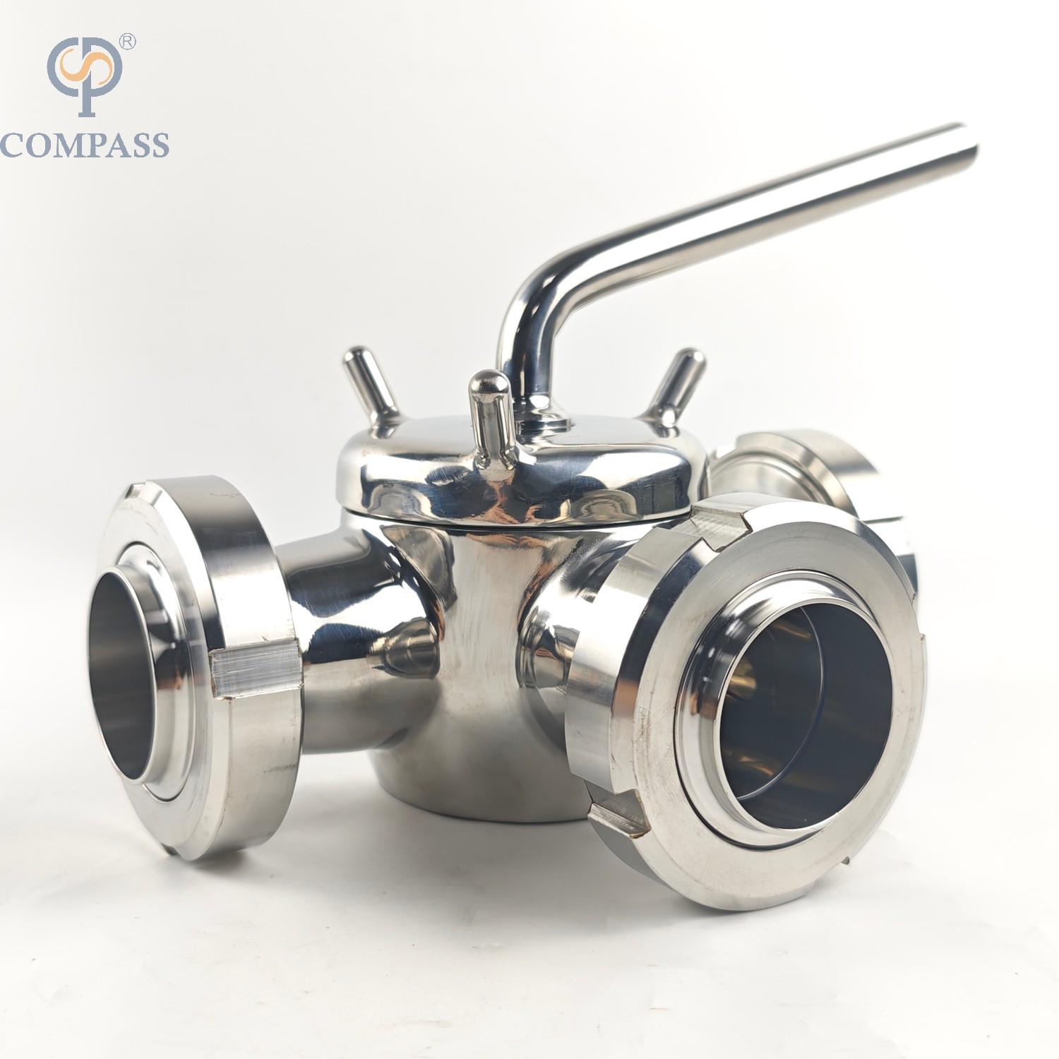 Sanitary Stainless Steel SS304 DN50 Union T-port Three Ways Plug Valves