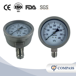 1/2"-BSP STAINLESS STEEL SANITARY SS304 RADIAL STEM PRESSURE GAUGE 100MM