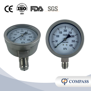 1/2"-BSP STAINLESS STEEL SANITARY SS304 RADIAL STEM PRESSURE GAUGE 100MM