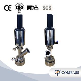 SS304 STAINLESS STEEL STERILE CLAMP PNEUMATIC ELBOW-TYPE LOWER TANK BOTTOM VALVES