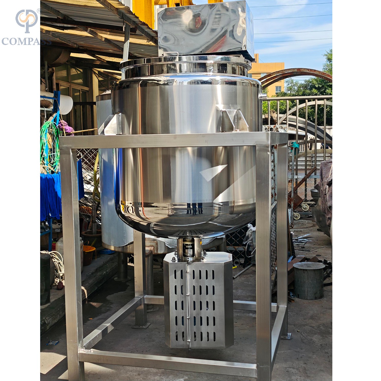 INSIDE AND OUTSIDE MIRROR POLISH SS304 NO PRESSURE 500L STEAM JACKETED MIXING TANK WITH INSULATION LAYER