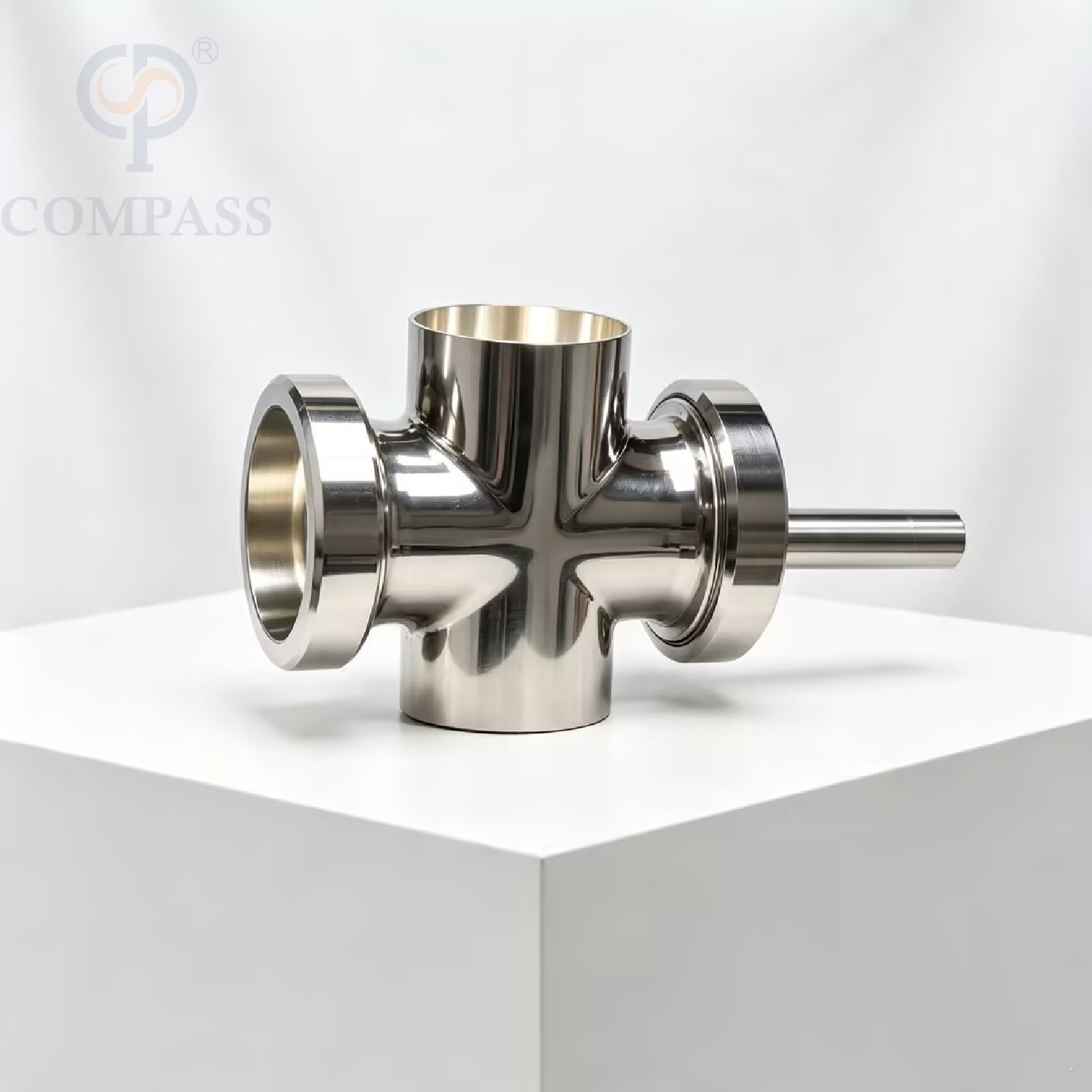 DN50 Food Grade Sanitary Cross Sight Glass SS304 Union Type Weld End Four Way Sight Glass with Light for Pipe Observation Window