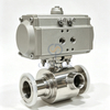 Price 25.4MM Sanitary Stainless Steel SS304 Food Grade SMS 1Inch AT052D Pneumatic Actuator Straight Clamp Ball Valve with Jacket