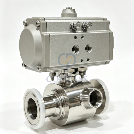 Price 25.4MM Sanitary Stainless Steel SS304 Food Grade SMS 1Inch AT052D Pneumatic Actuator Straight Clamp Ball Valve with Jacket
