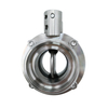 DN100 RD130×1/4 Sanitary Hygienic Stainless Steel Food Grade SS304 DIN Manual Thread-weld Butterfly Valve with Stainless Steel Square Pull Handle