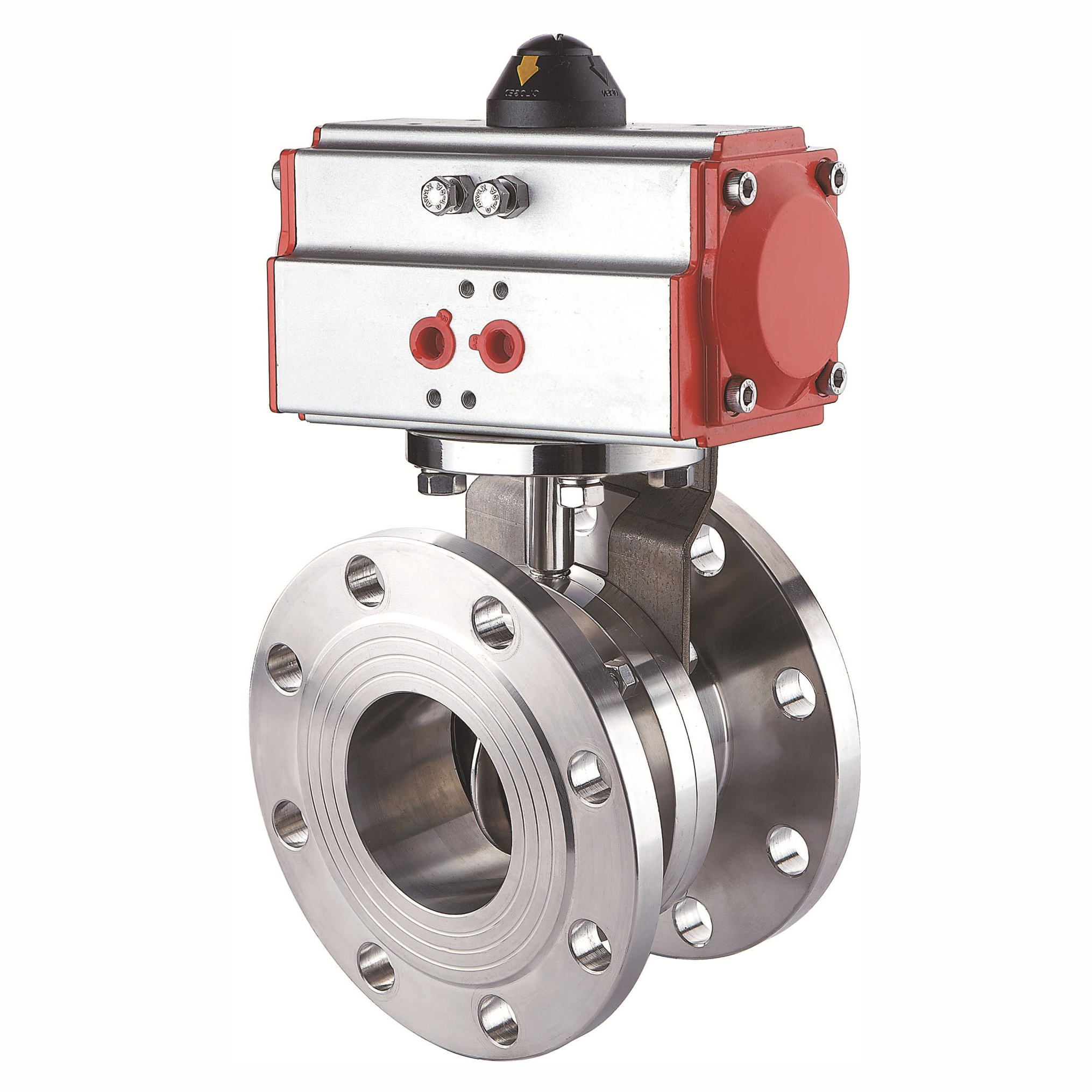 1/2inch 12.7mm Sanitary Hygienic Stainless Steel Food Grade SS304 Pneumatic Flanged Butterfly Valve with Pneumatic Actuator 