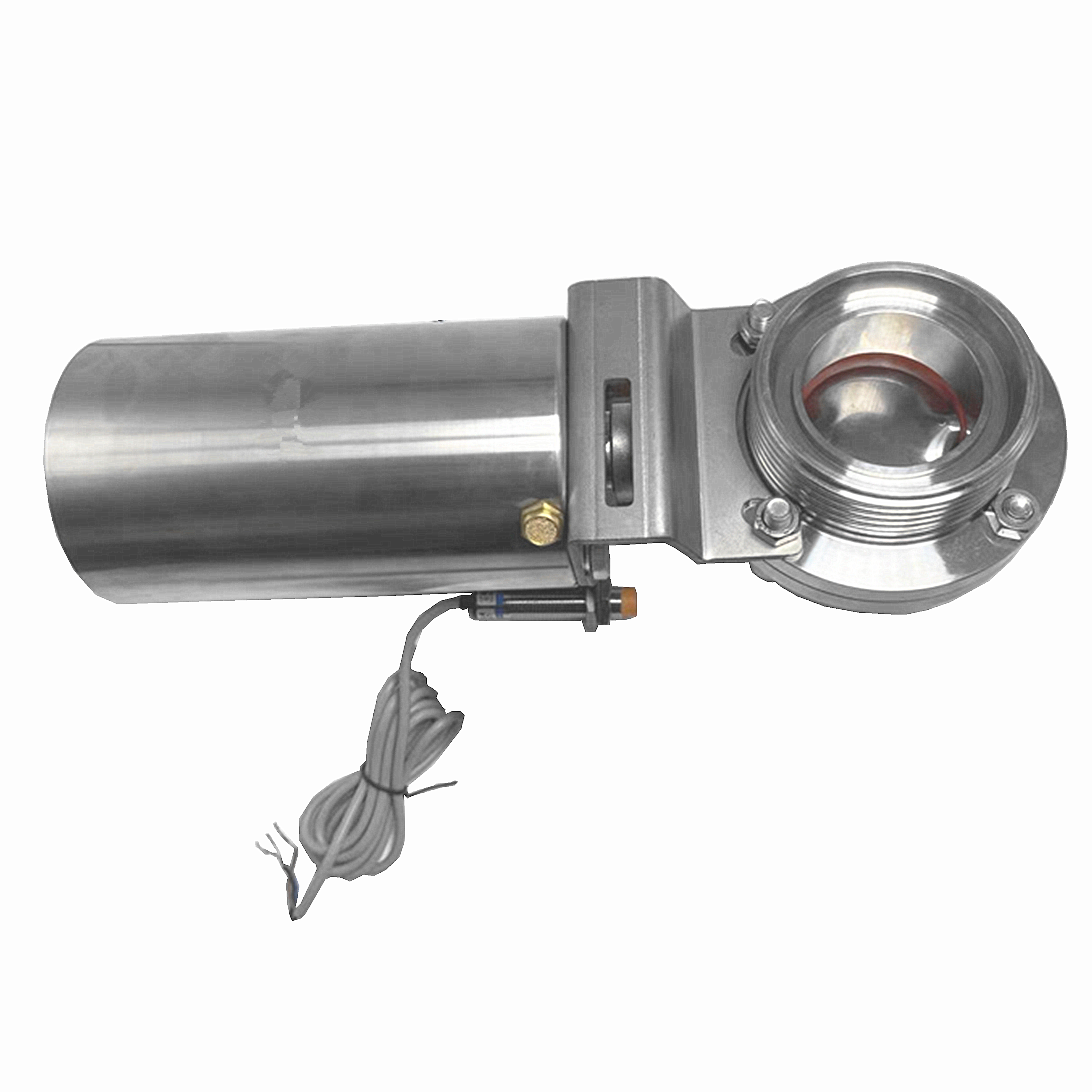 DN80 85MM Sanitary Hygienic Stainless Steel Food Grade SS304 Pneumatic Thread-Weld Butterfly Valve with Pneumatic Actuator 