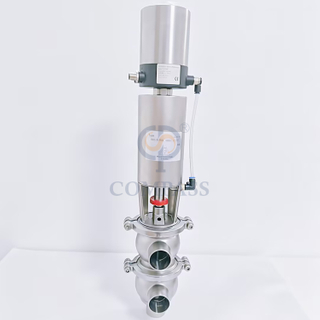 SS316L DN40 Sanitary Stainless Steel 21 Model LL Type Pneumatic Butt Weld Diverter Valve with Intelligent Valve Positioner