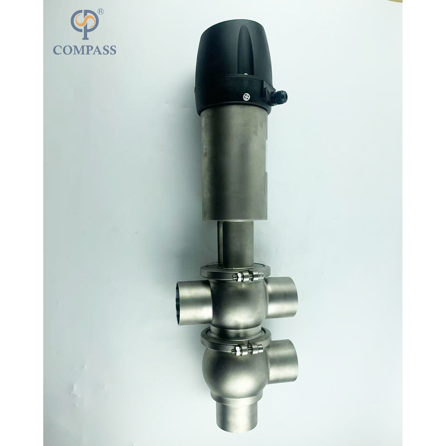 SS304 DIN 21 MODEL PNEUMATIC CLAMP DIVERTER VALVE WITH 24V CONTROL HEAD