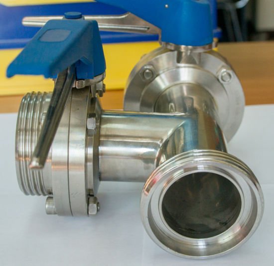 Dn38 Stainless Steel AISI304 Three-Way T Type Thread Butterfly Valves