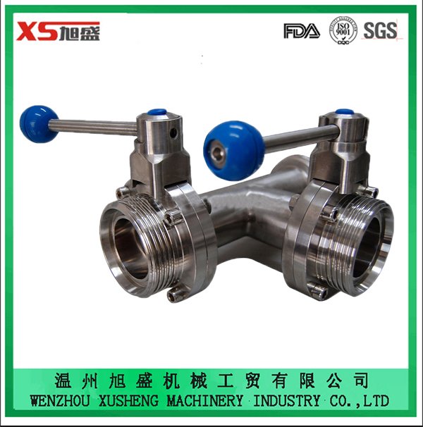 Stainless Steel Multi Control T Type Three Way Butterfly Valve with Pull Handle