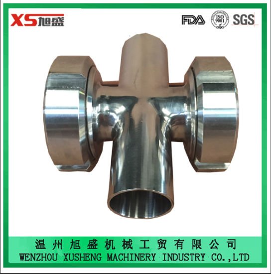 Stainless Steel Ss304 Ss316L Sanitary Four Ways Cross Union Sight Glass