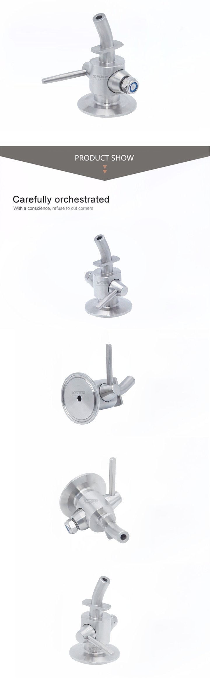 SS304 SS316L Stainless Steel Tri Clover Sampling Cocks Valves