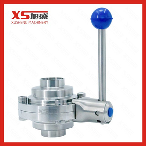 25.4MM Stainless Steel ss304 Sanitary Long Weld Butterfly Valve