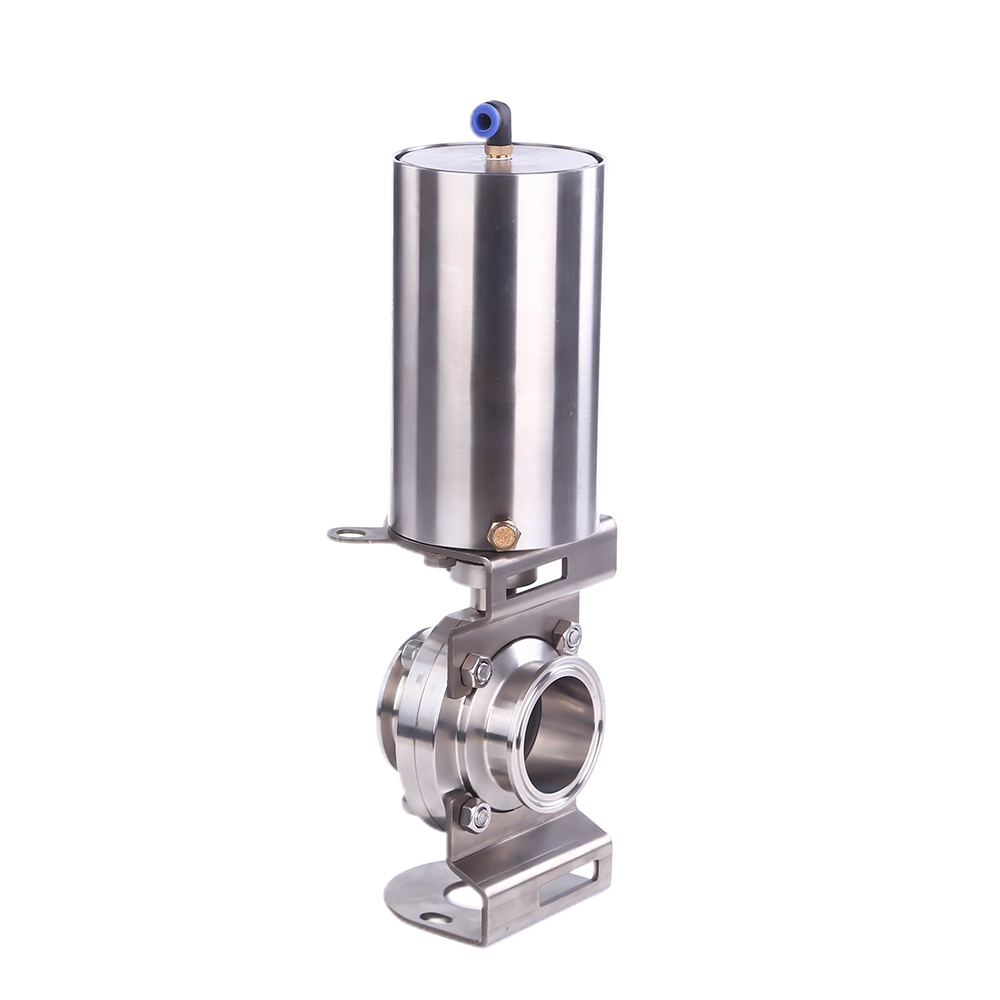 Stainless Steel Sanitary Pneumatic Air Operated clamp Butterfly Valve with Switch