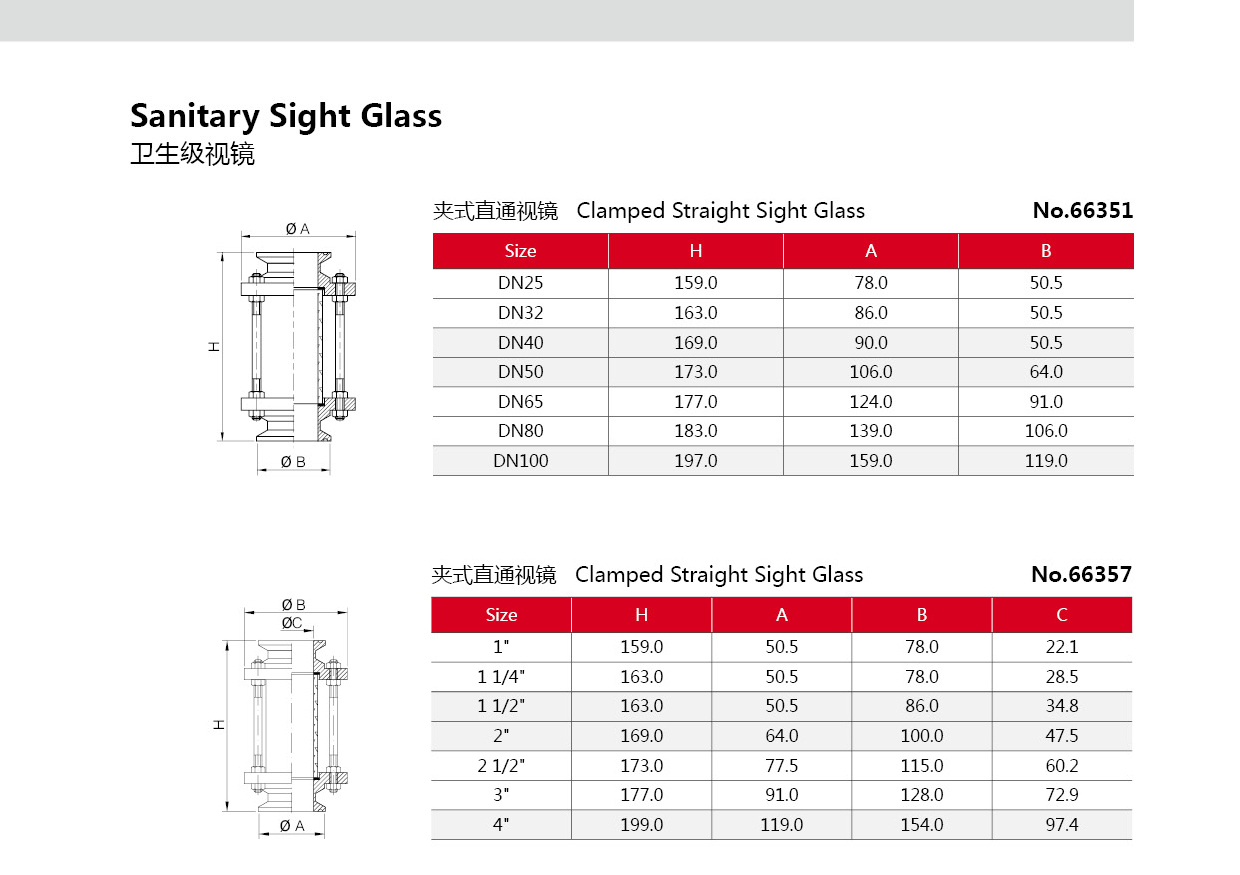 Sanitary Stainless Steel tri clamp sight glass