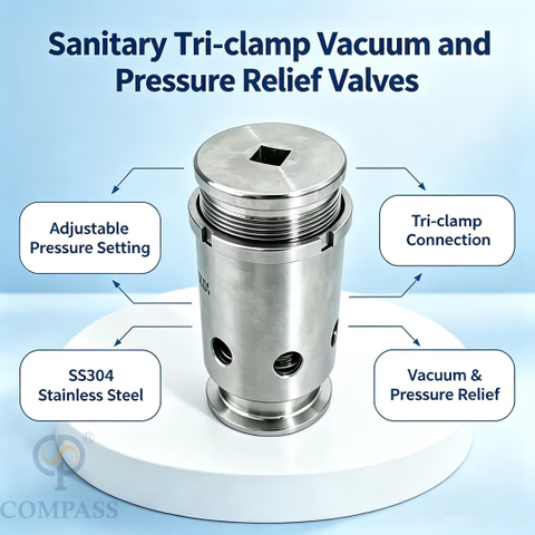 1-3Bar 38.1MM Universal SS304 SS316L Sanitary Medium Pressure Adjustable Tri-Clamp Vacuum Pressure Relief Valves with Silicone