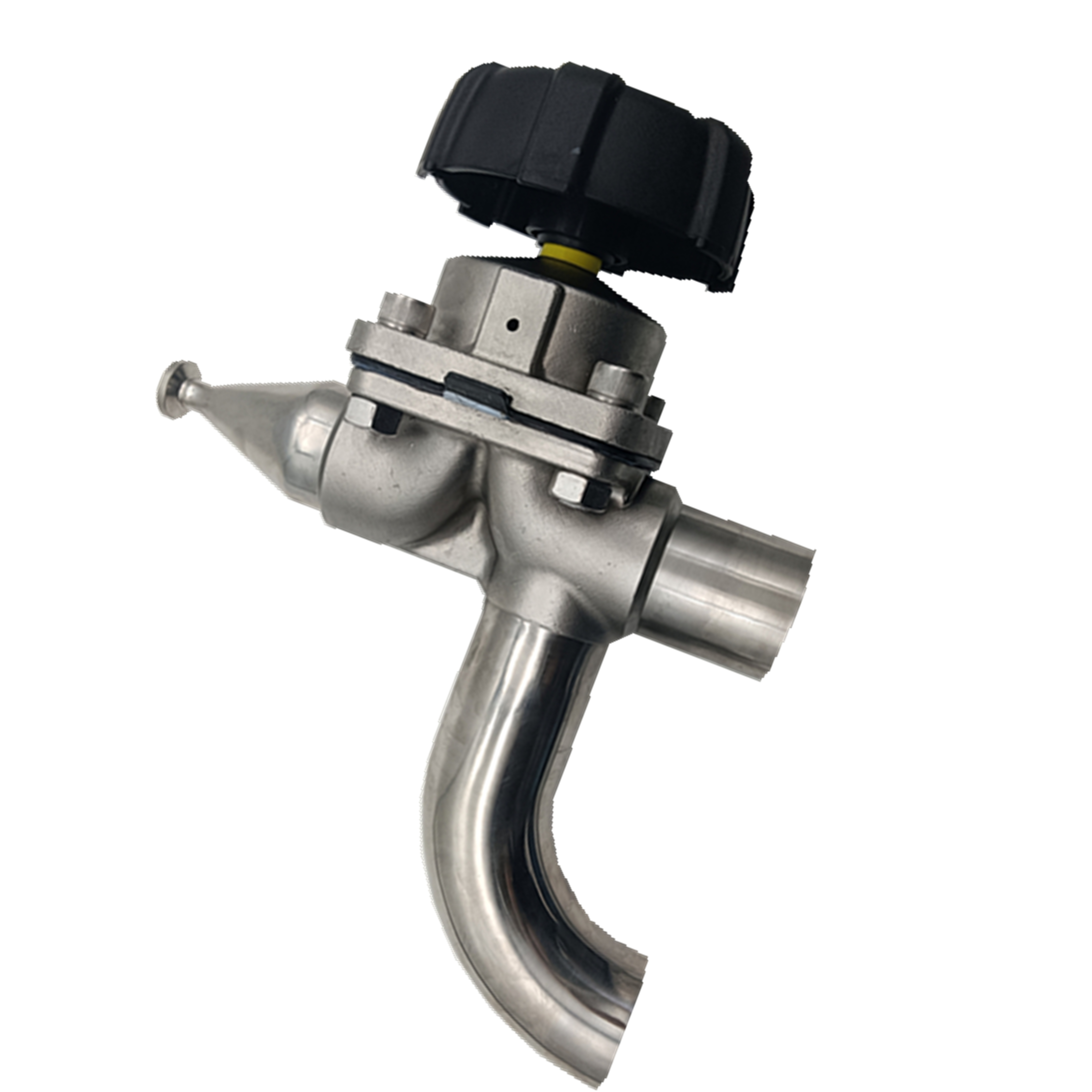 1-1/2 Inch×1/2 Inch High Quality Sanitary Hygienic Stainless Steel SS316L Manual SMS Three-ways Elbow Type Diaphragm Vavle 