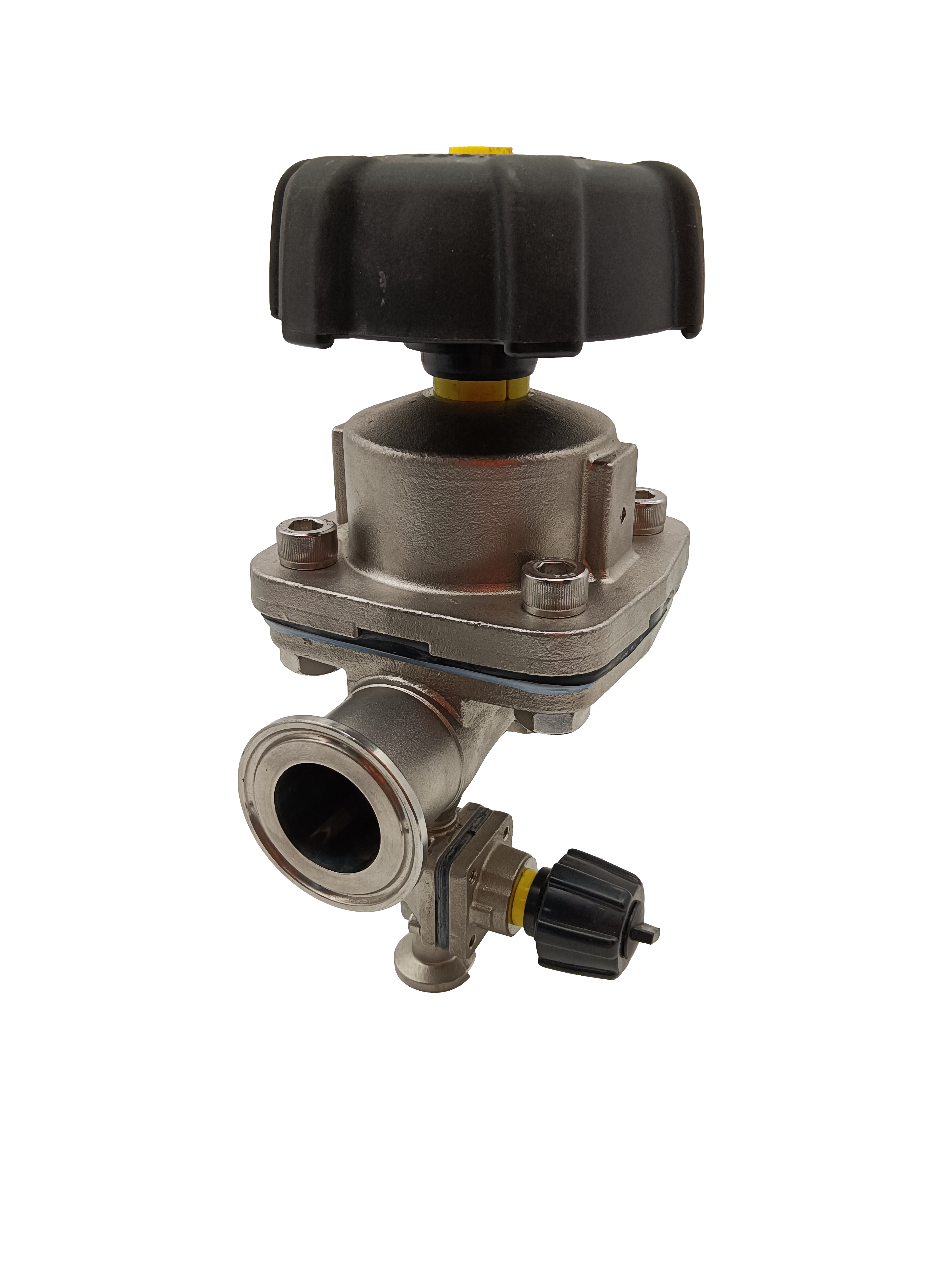 1/2Inch 12.7MM High Quality Sanitary Hygienic Stainless Steel SS316L SMS Clamp Straight Diaphragm Vavle With Sampling Port