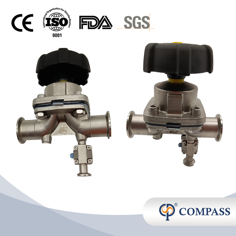 1/2Inch 12.7MM High Quality Sanitary Hygienic Stainless Steel SS316L SMS Clamp Straight Diaphragm Vavle With Sampling Port