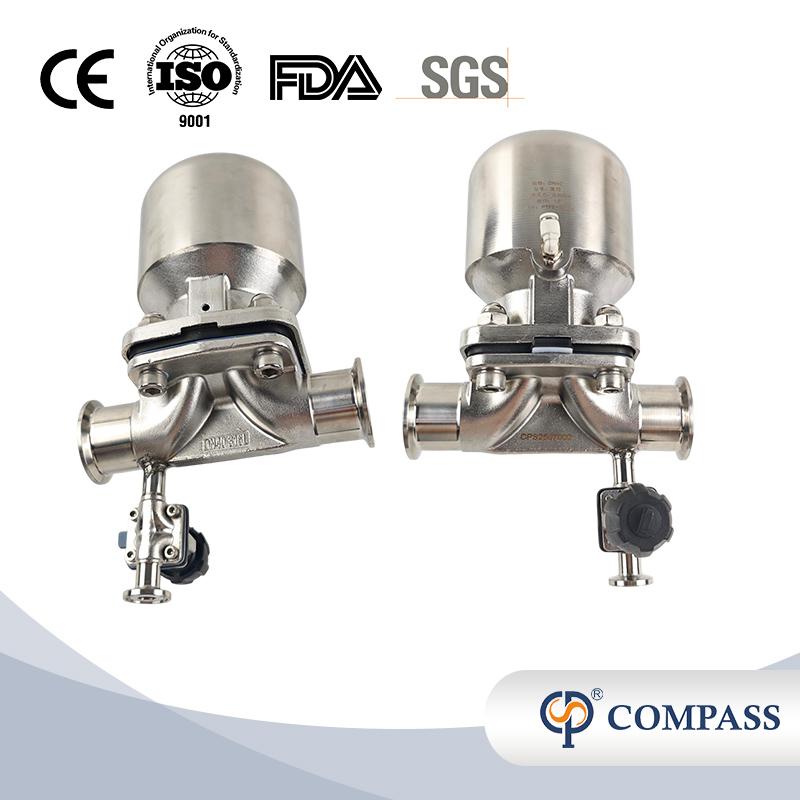 38.1mm× 1/2" SS316L Pneumatic SMS Clamp Straight Diaphragm Valve