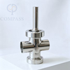 DN50 Food Grade Sanitary Cross Sight Glass SS304 Union Type Weld End Four Way Sight Glass with Light for Pipe Observation Window